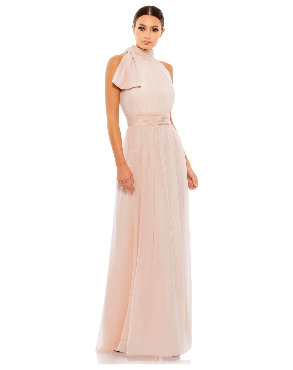 A Line Chiffon Halter Neck Evening Gown by Mac Duggal