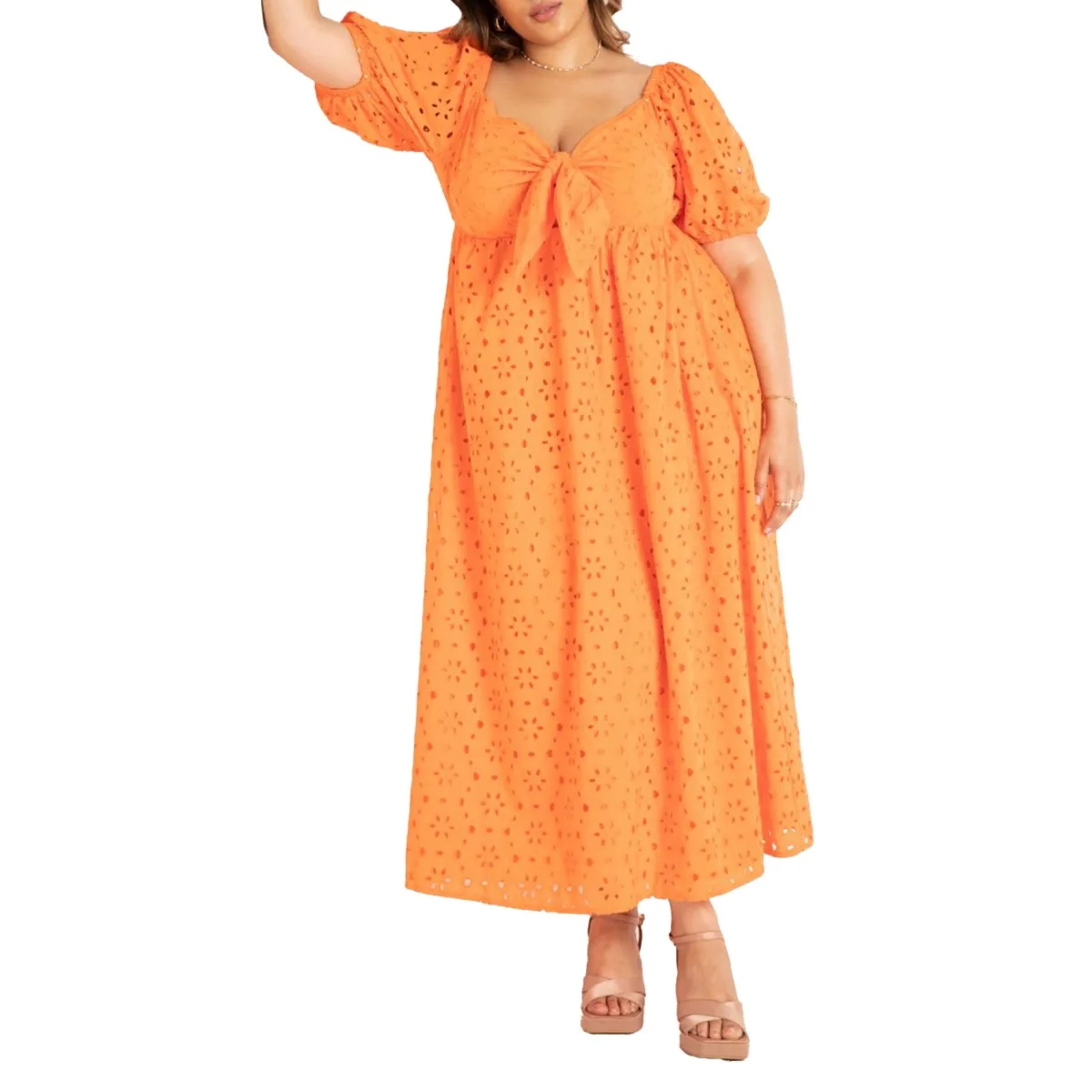 Eyelet Tie Front Maxi Dress by Eloquii