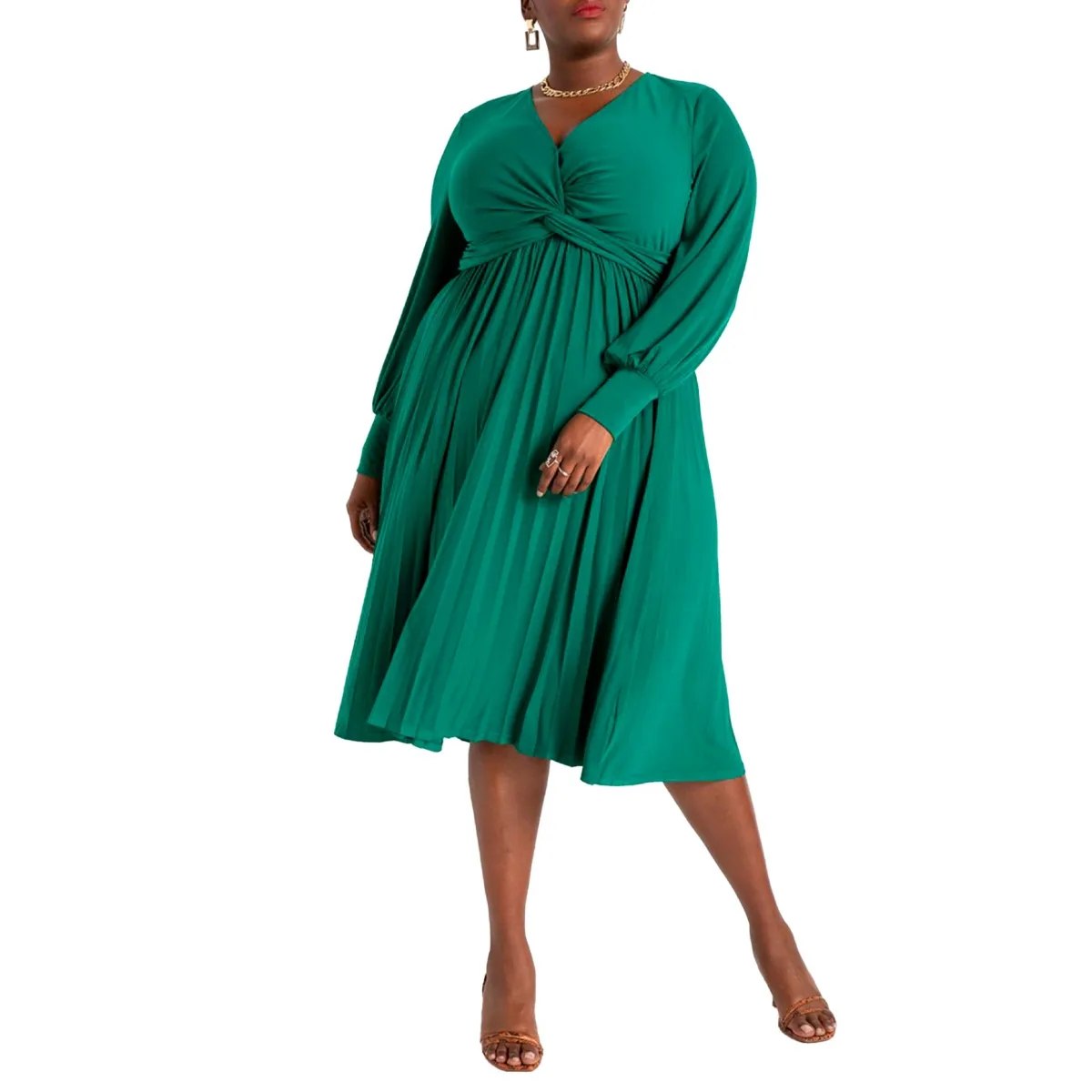 Knot Front Pleated Skirt Dress