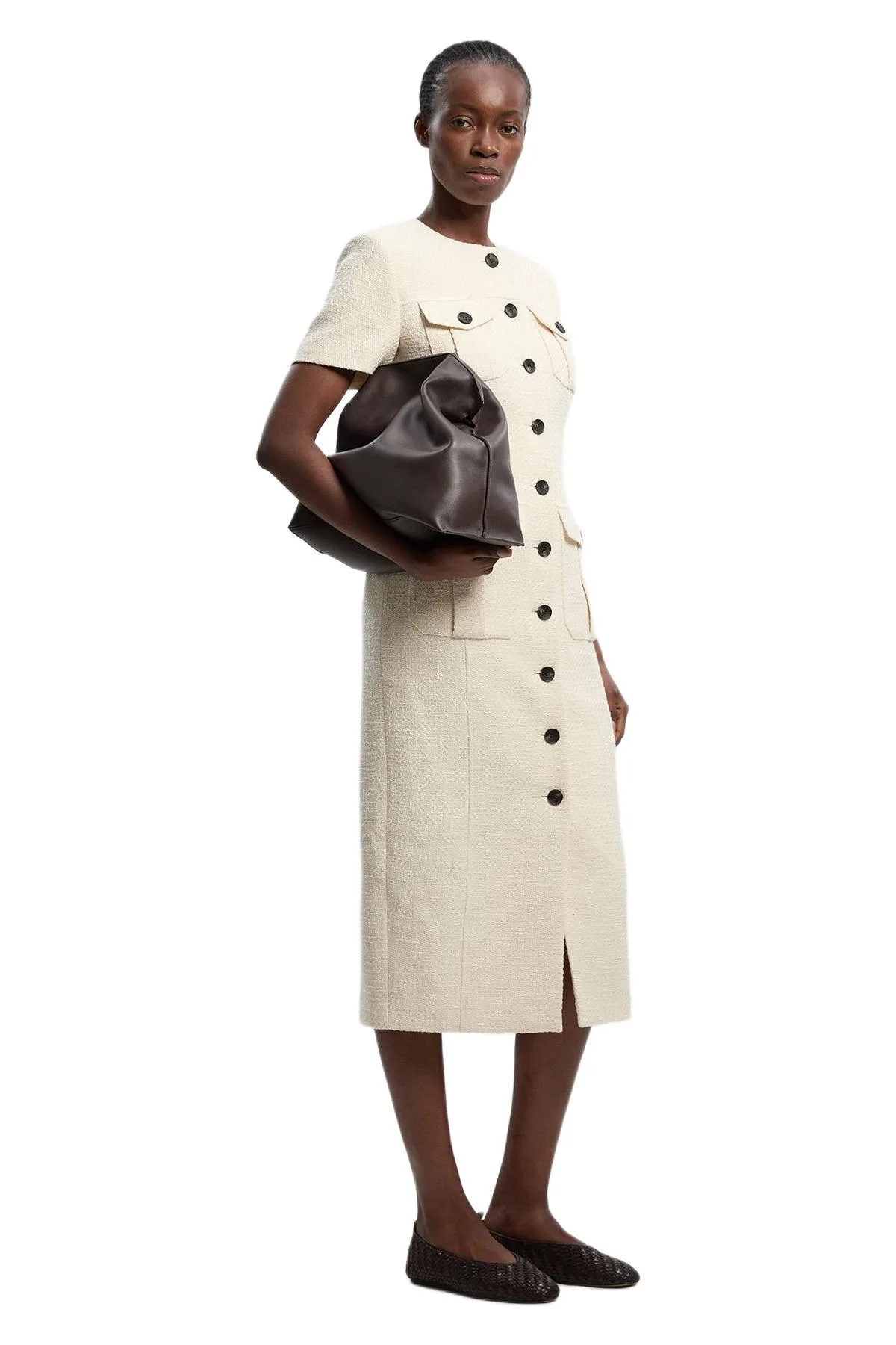 Textured Tweed Tailored Midi Dress by Karen Millen