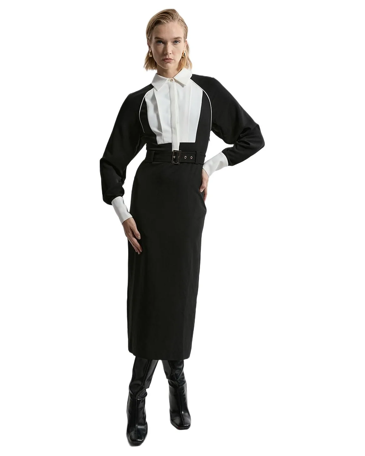 Twill Collared Woven Midi Dress by Karen Millen