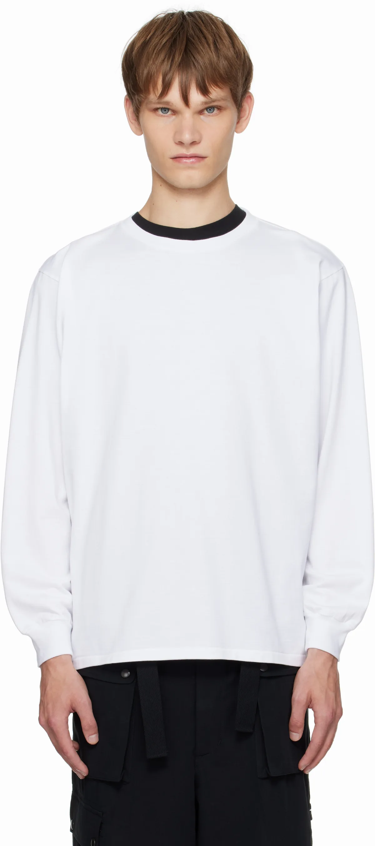 White Luster Plaiting L/S T-shirt