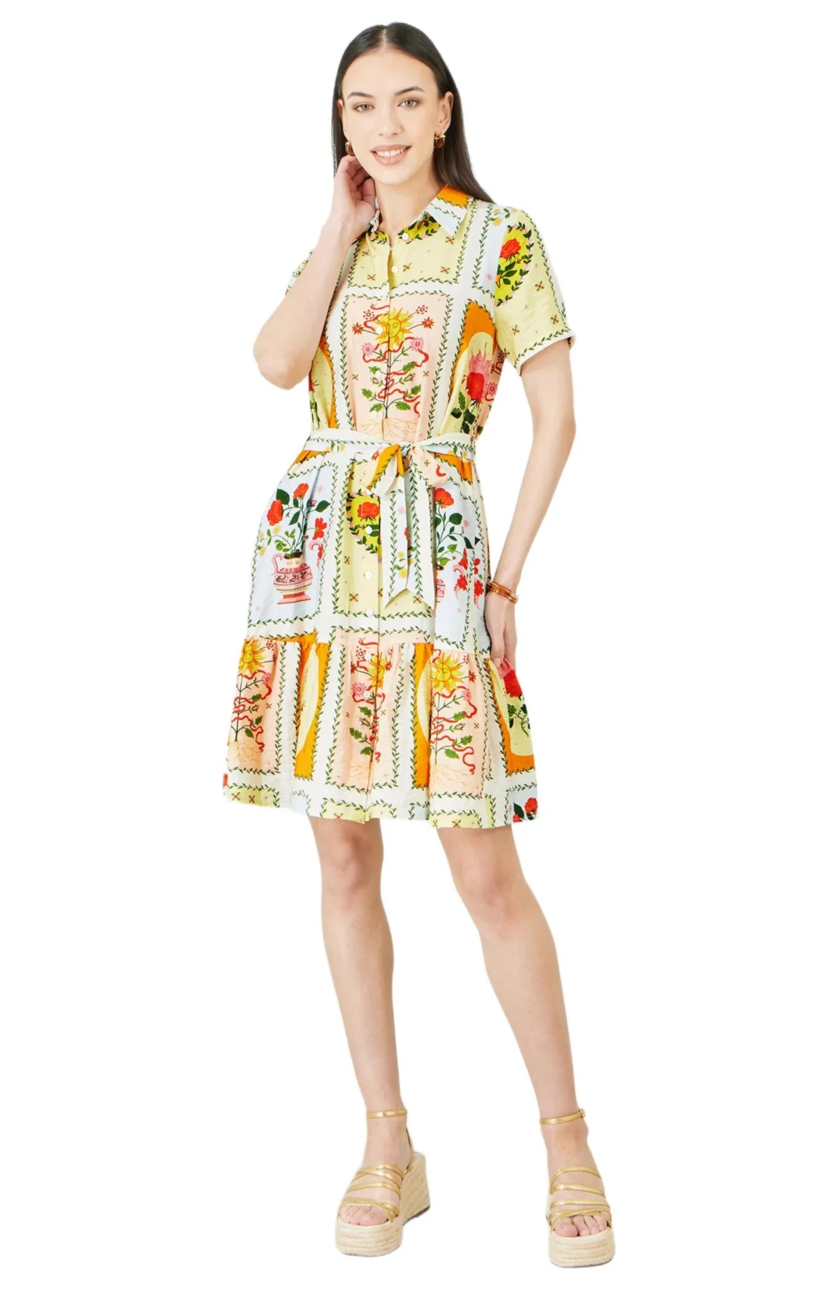 Sun Patchwork Print Shirt Dress by Yumi