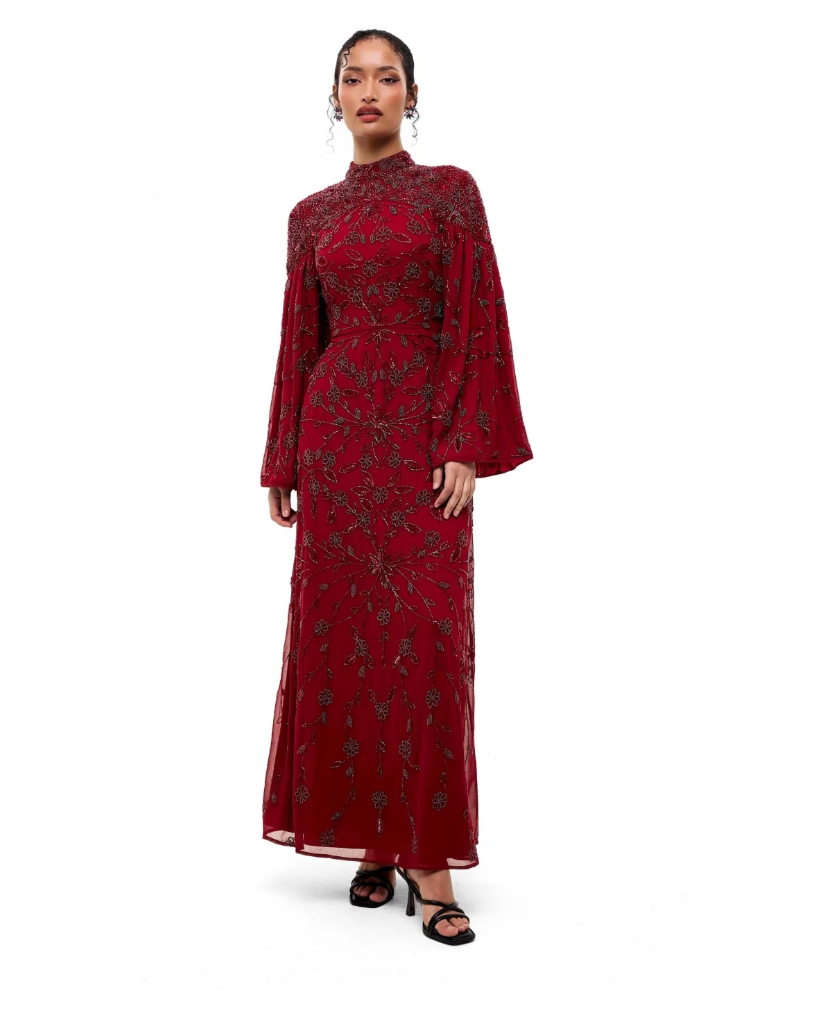 Modest Embellished Sequins High Neck Gown by Maryisa