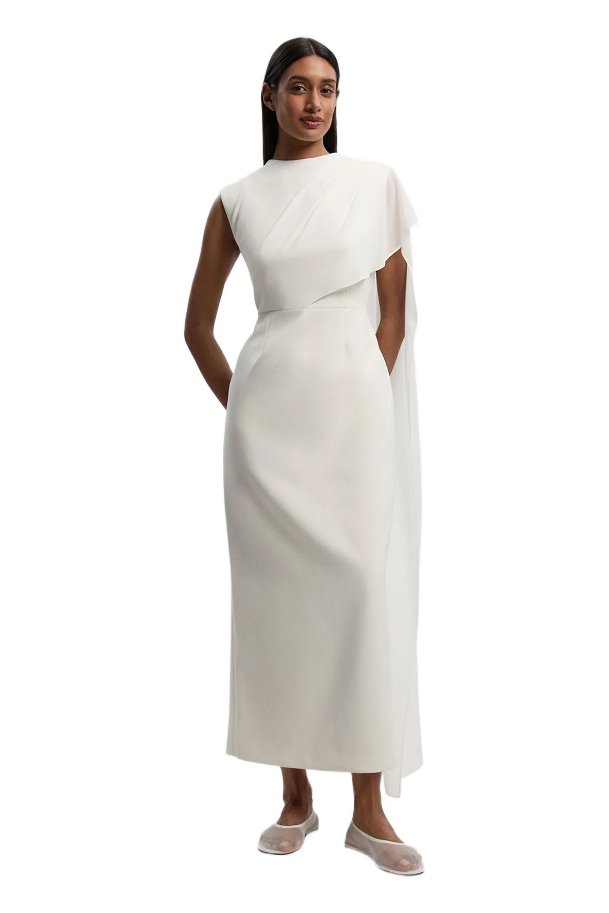 Tailored Cape Drape Maxi Dress by Karen Millen