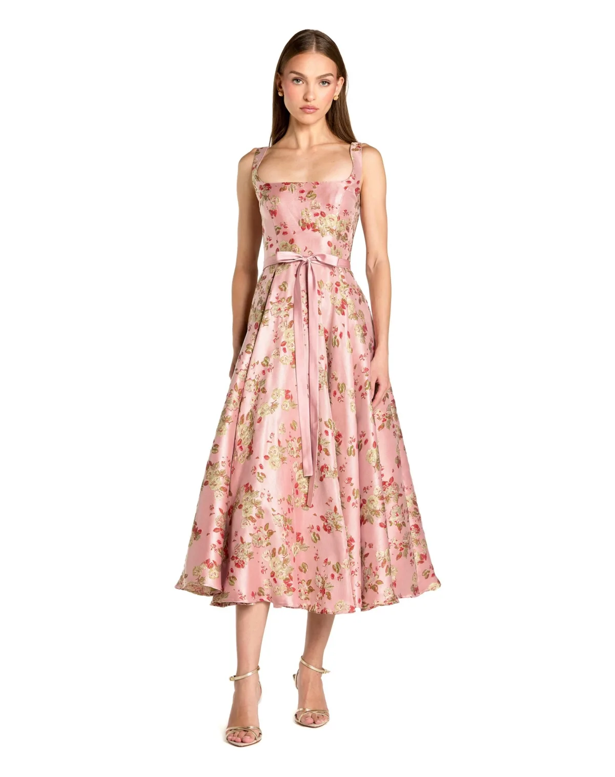 Sleeveless Brocade a Line Midi Dress by Mac Duggal