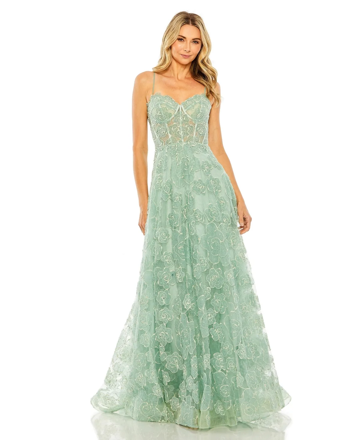 Embroidered Sweetheart Floral Corset a Line Gown by Mac Duggal
