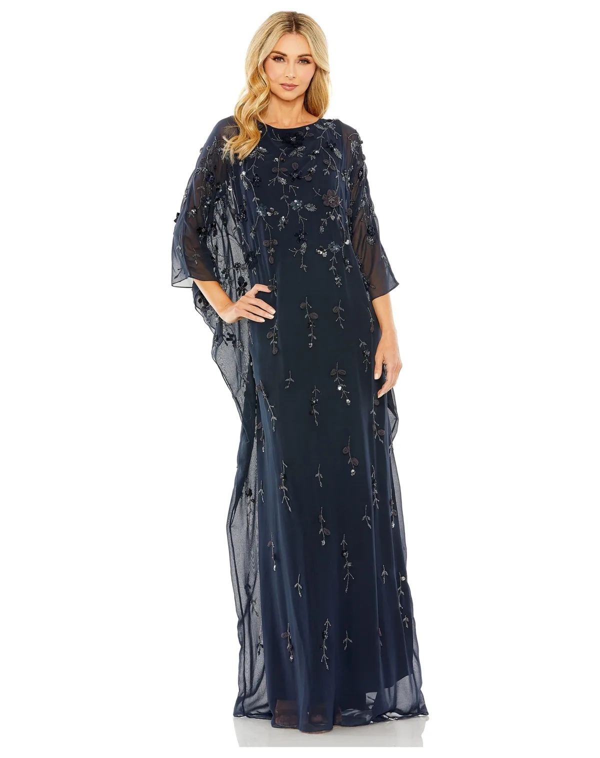Floral Embellished Trapeze Gown