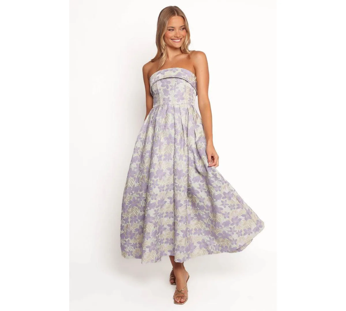 Rhea Strapless Midi Dress by Petal And Pup