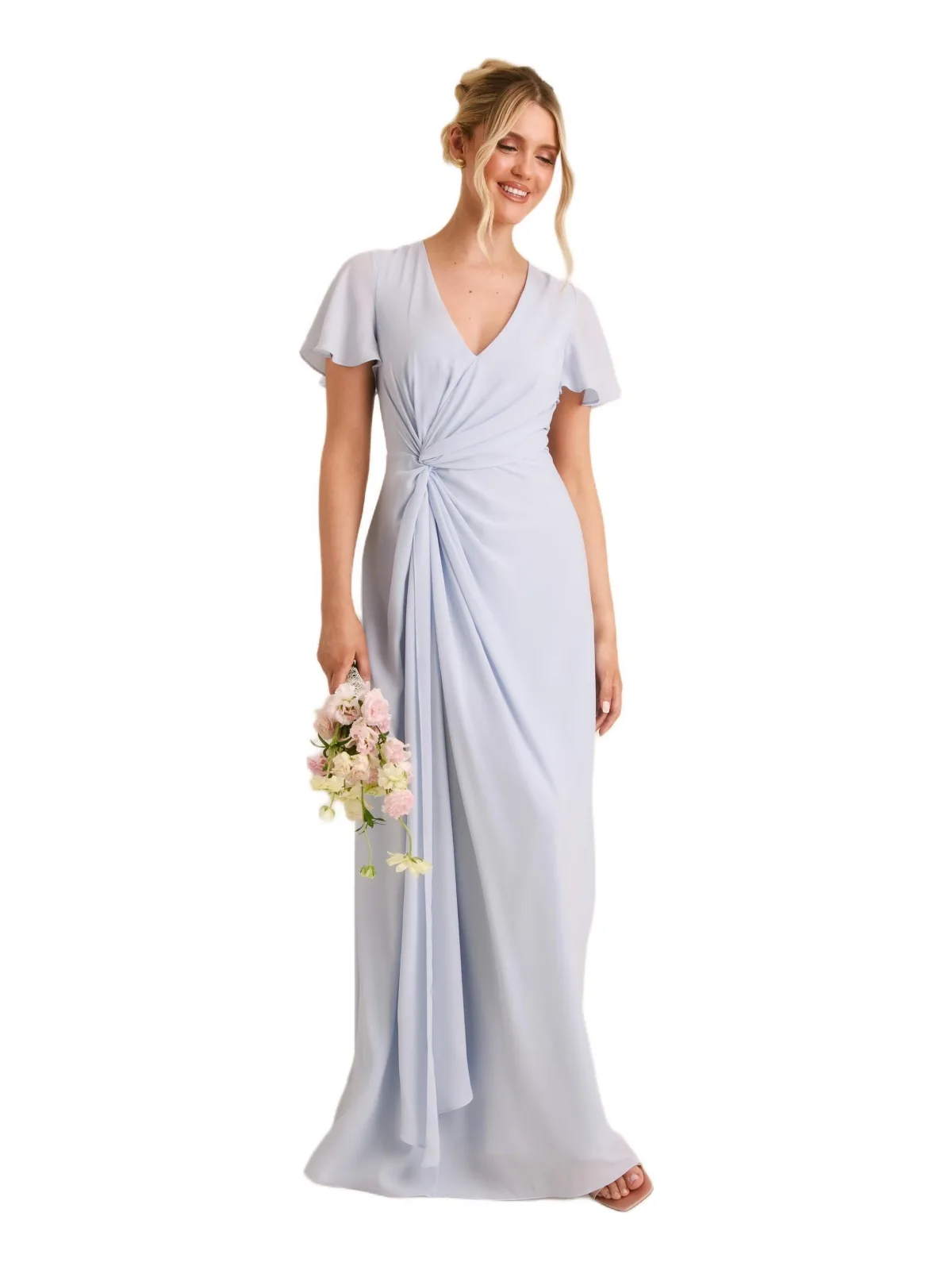 Knot Front Chiffon Bridesmaid Dress by Six Stories