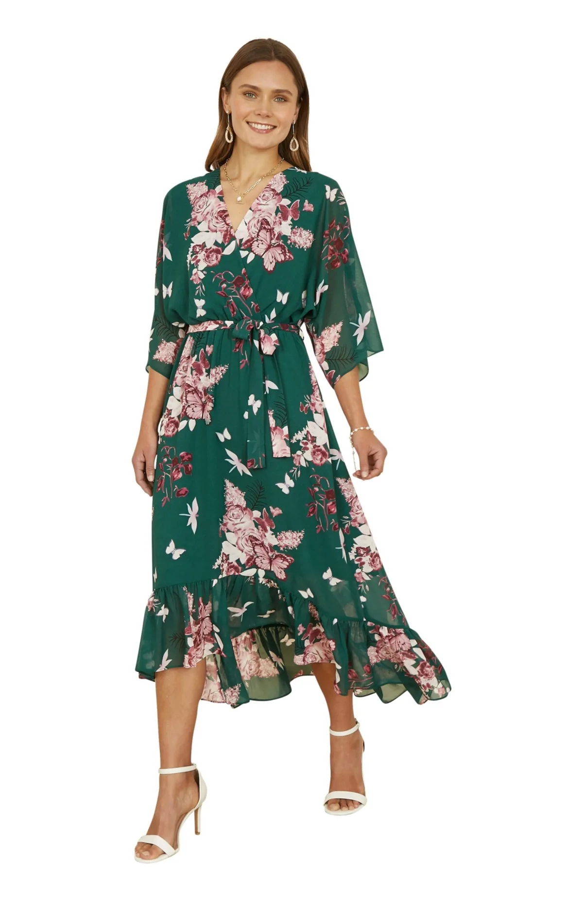 Floral Dipped Hem Dress by Yumi