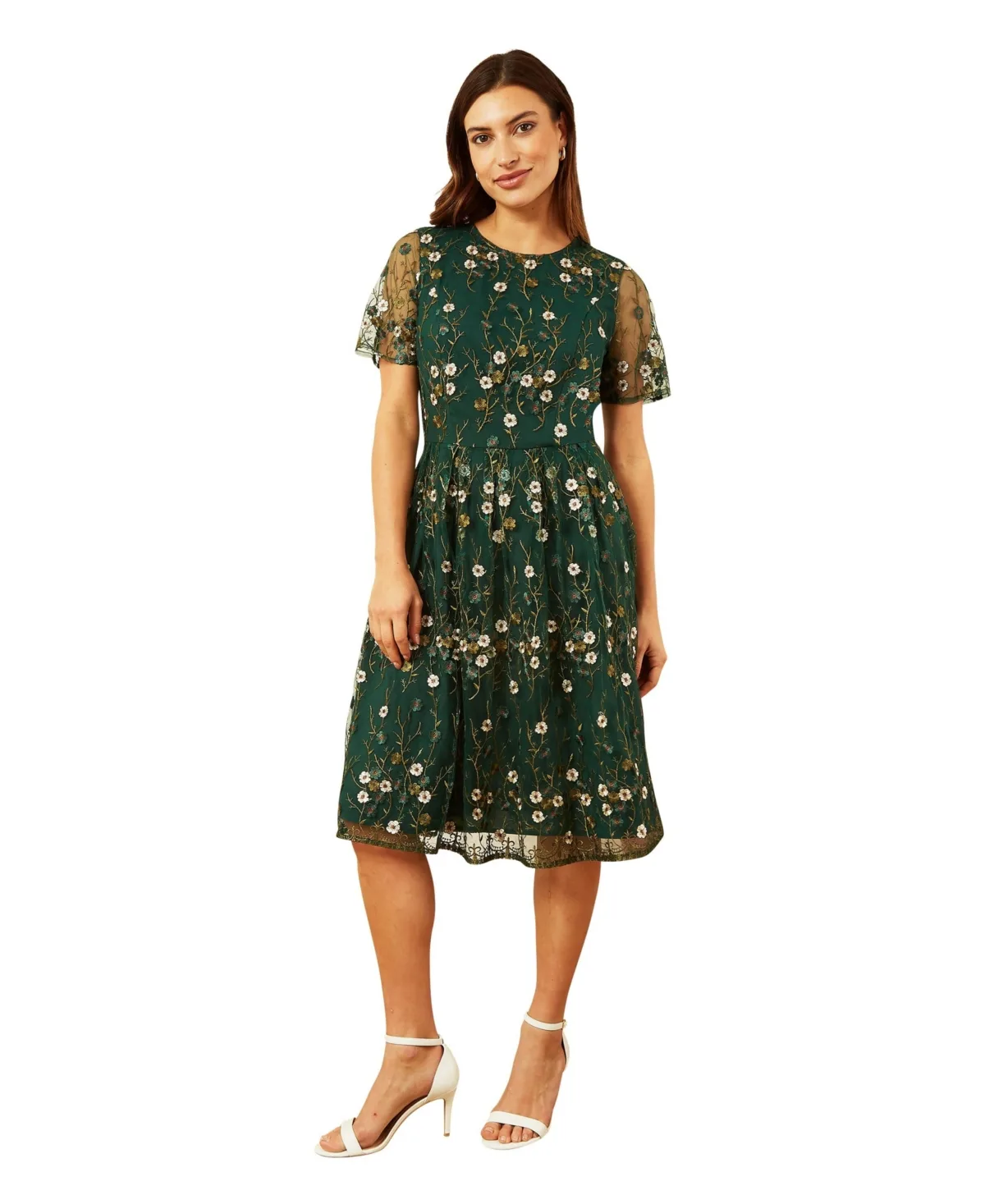 Embroidered Floral Skater Dress by Yumi