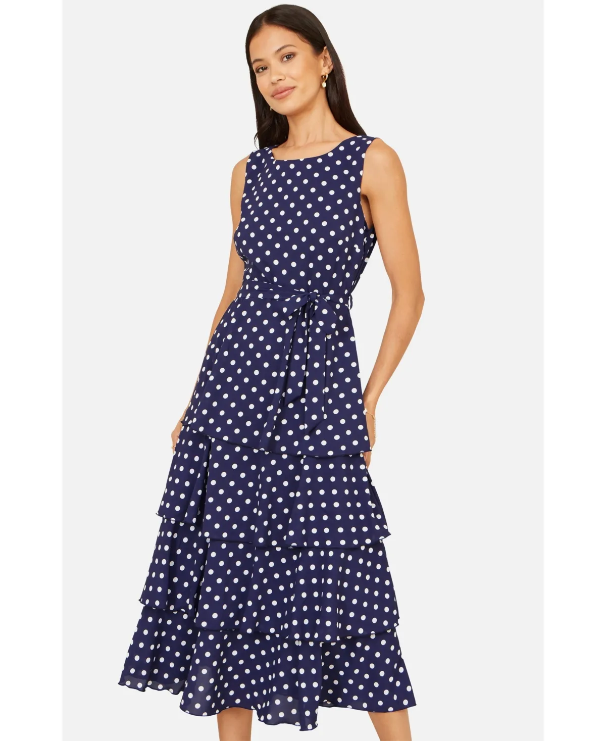 Spot Tiered Midi Dress by Yumi