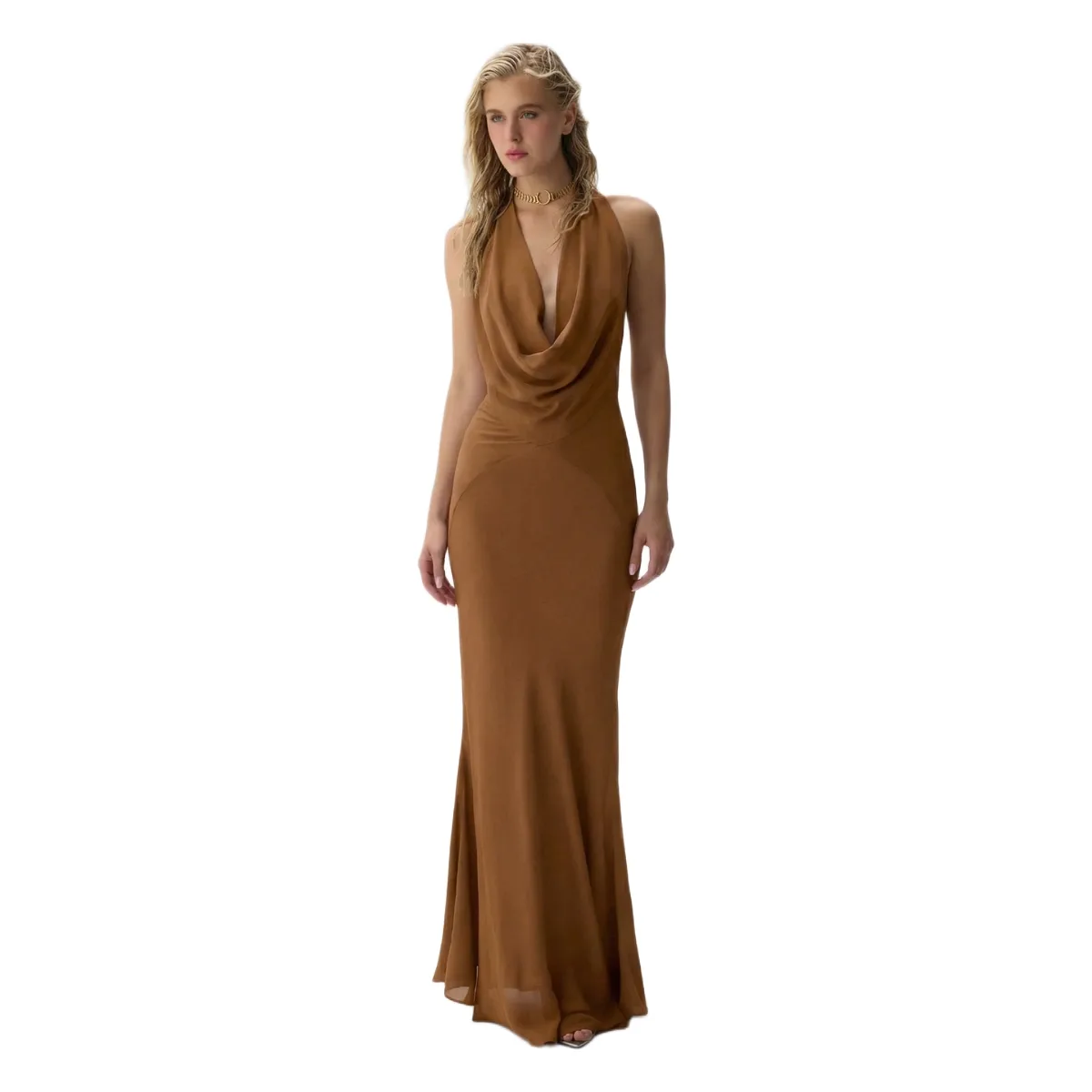 Siren Halter V-Neck Maxi Dress by Luna B