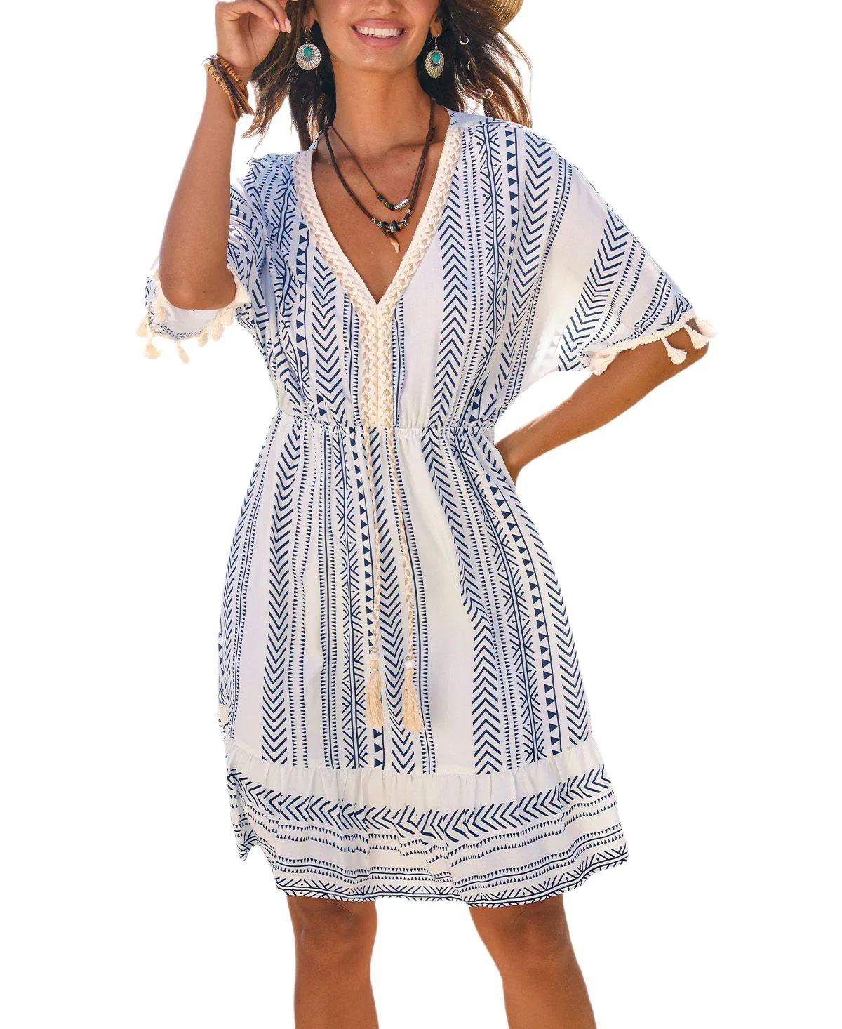 Quiet Adventure Boho Mini Beach Dress