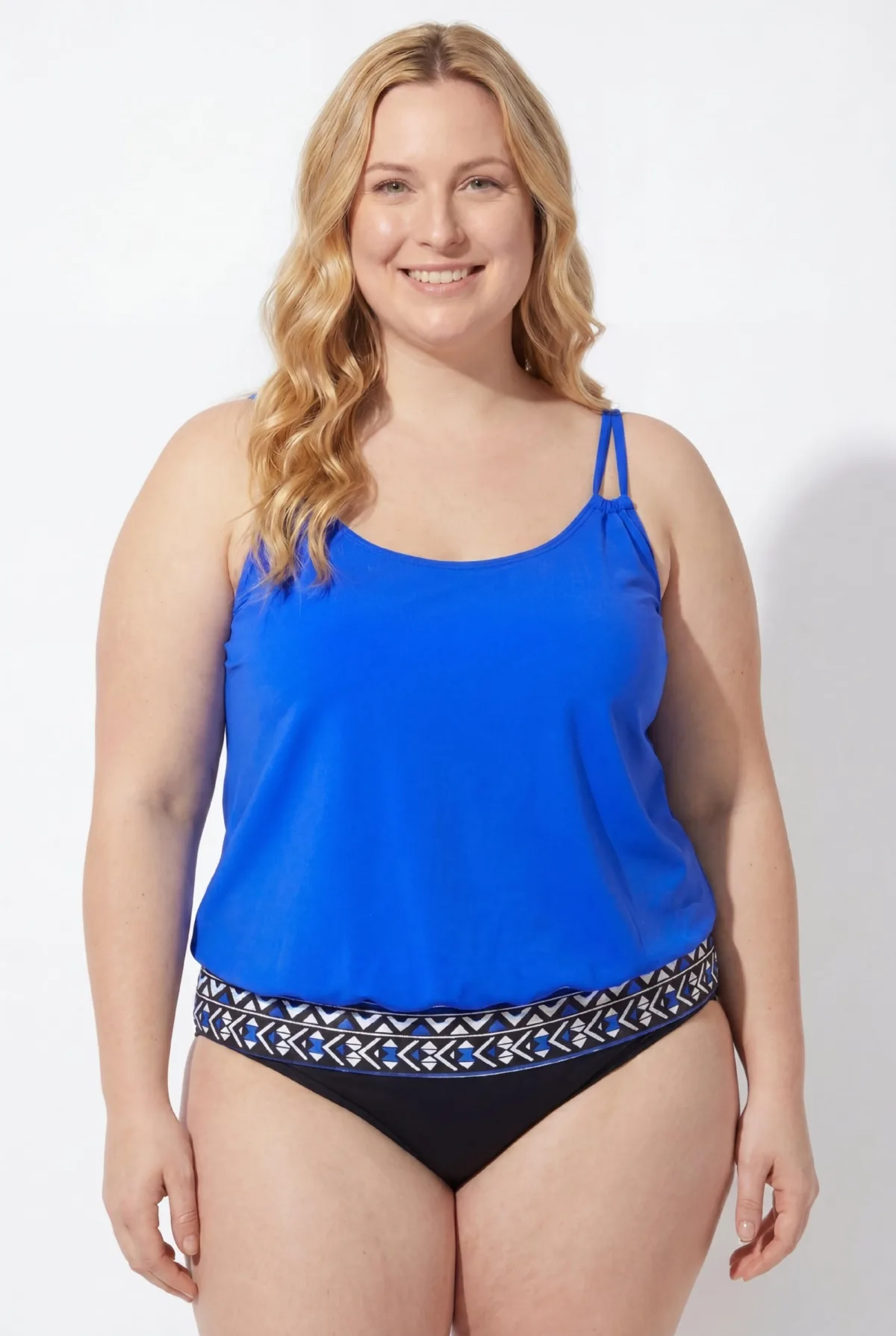 Loop Strap Blouson Tankini Top by Swimsuits For All