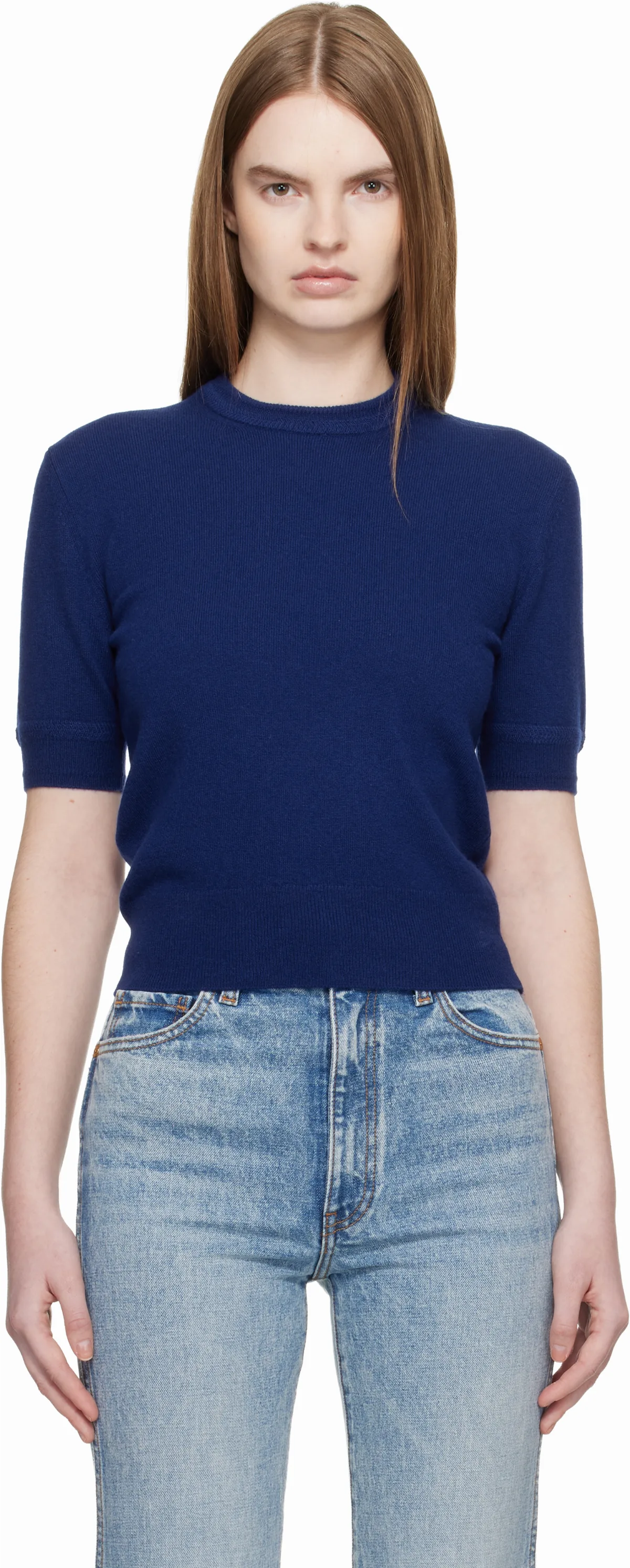 Blue Lightweight Wool Knit T-Shirt