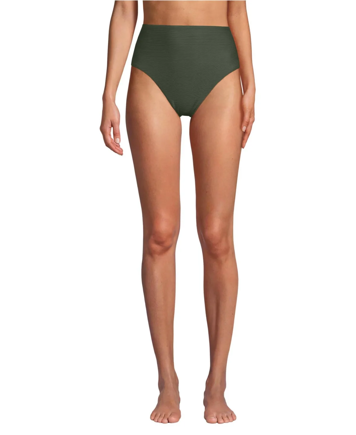Chlorine Resistant Ottoman Rib High Waisted Bikini Bottoms by Lands' End