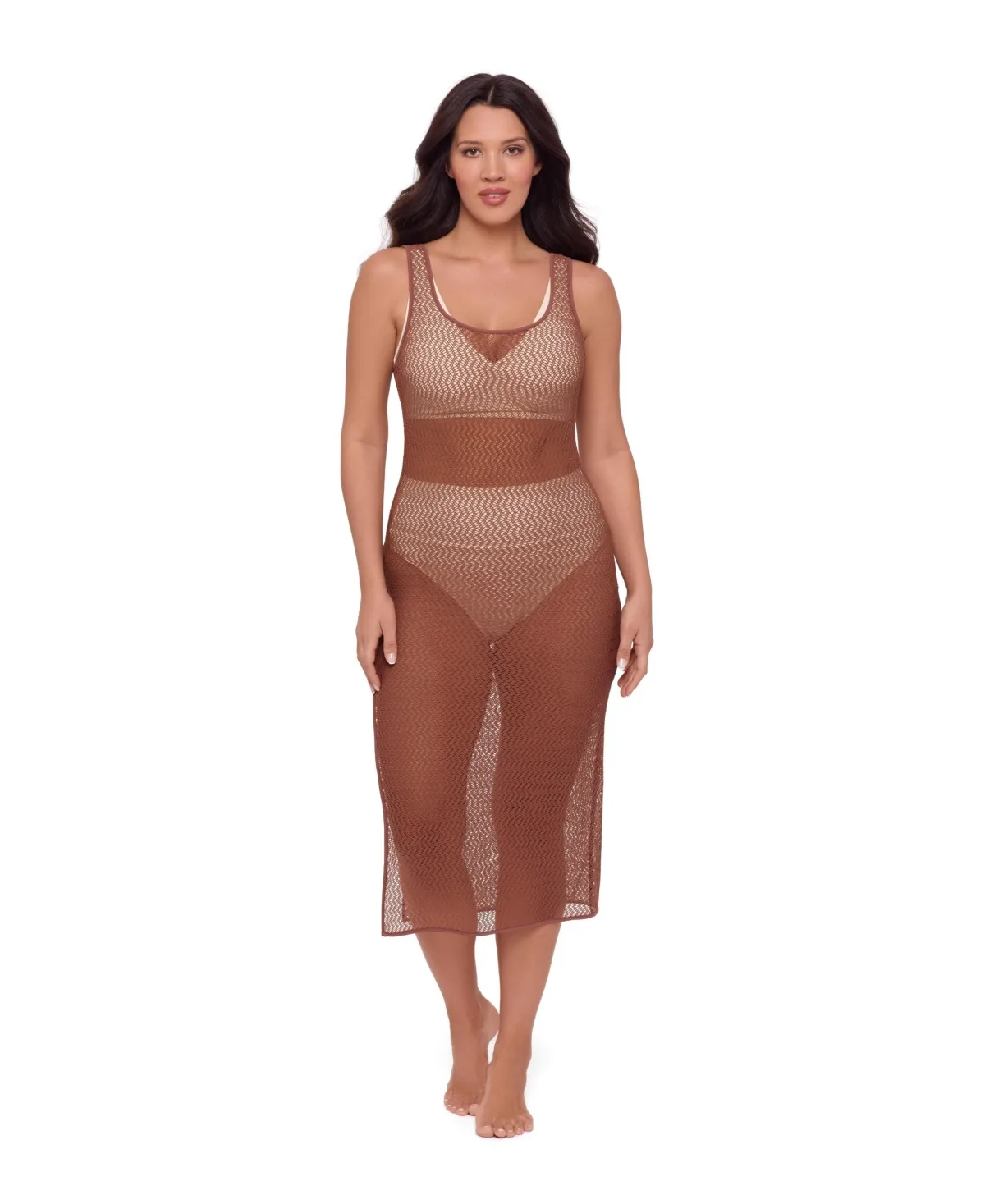 Front Slit Crochet Swimsuit Coverup Dress by S3 Apparel
