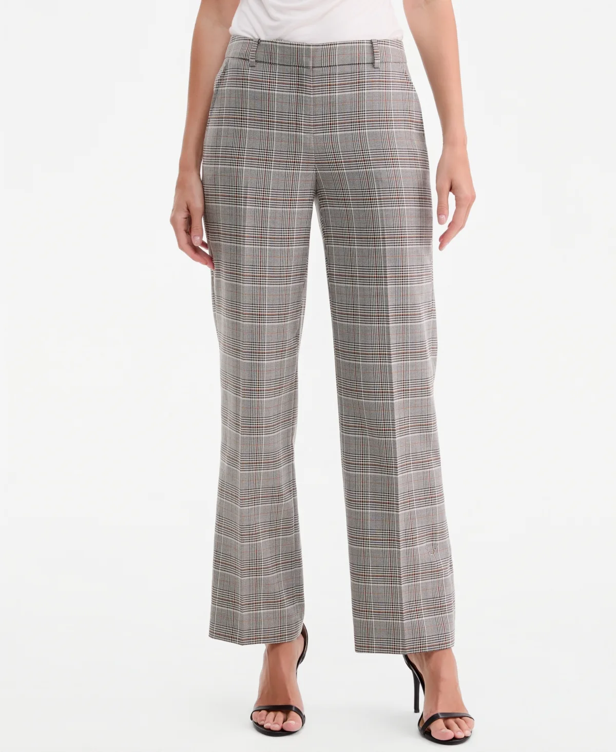 Check Mid-Rise Wide-Leg Pants by Anne Klein