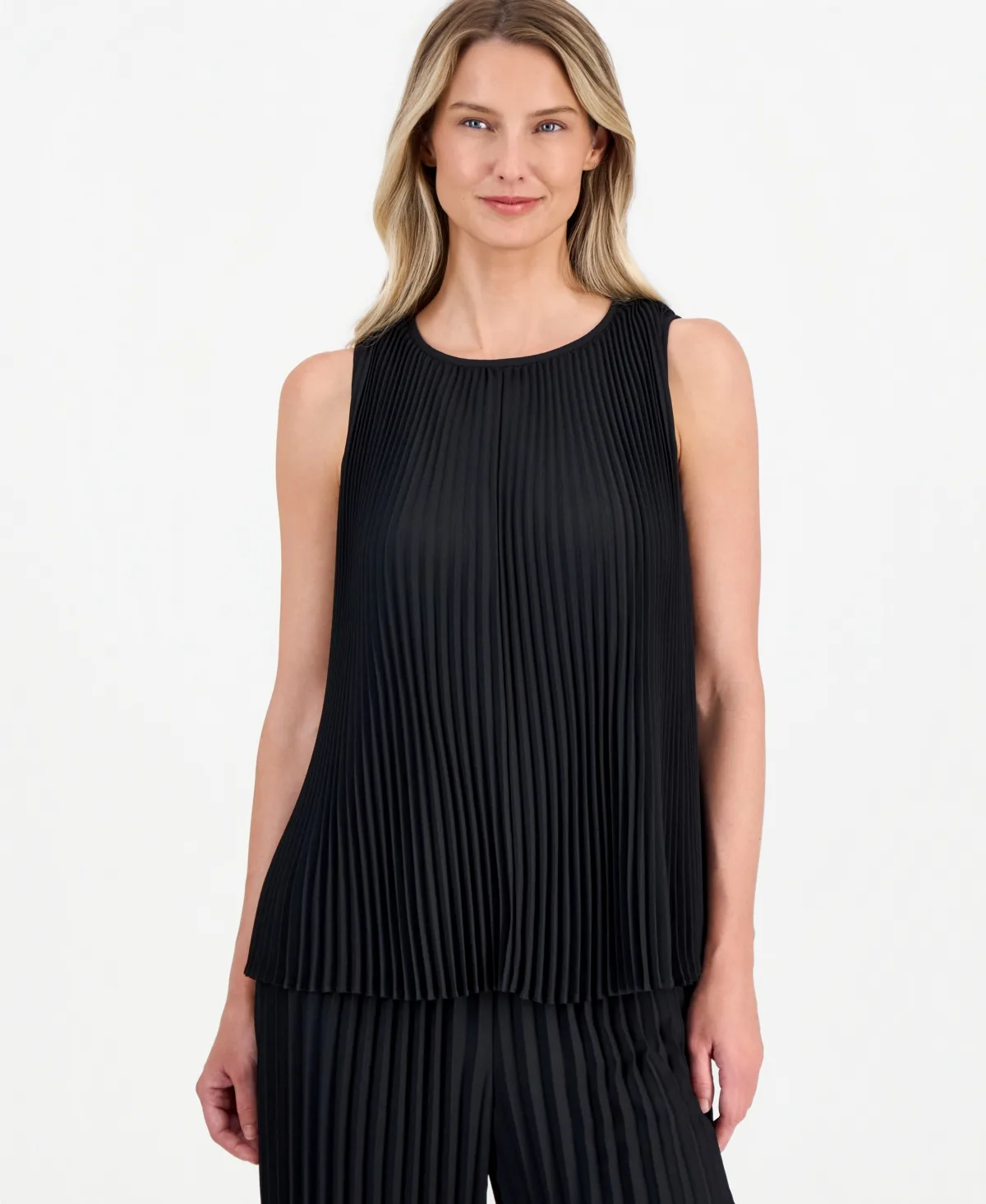 Pleated Sleeveless Top by Anne Klein