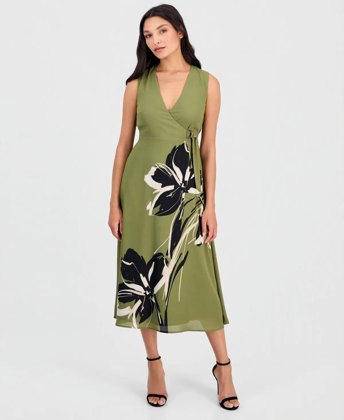Faux-Wrap A-Line Midi Dress by Anne Klein