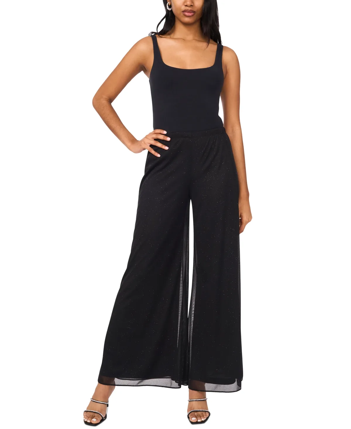 Mesh Glitter Overlay Pants by Msk