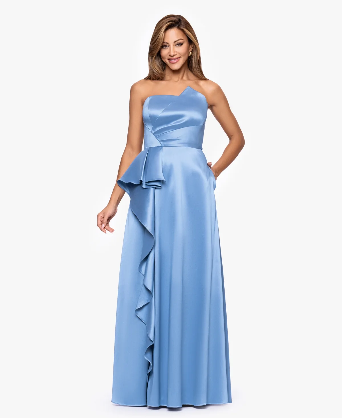 Asymmetrical Strapless Ball Gown by Xscape