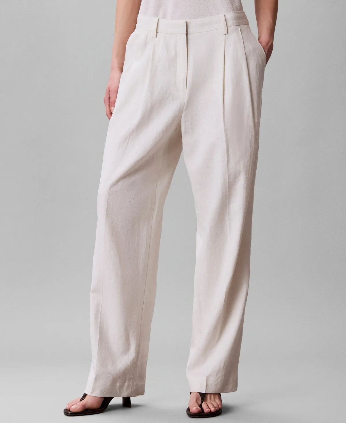 Wide-Leg Pleated Trousers by Calvin Klein