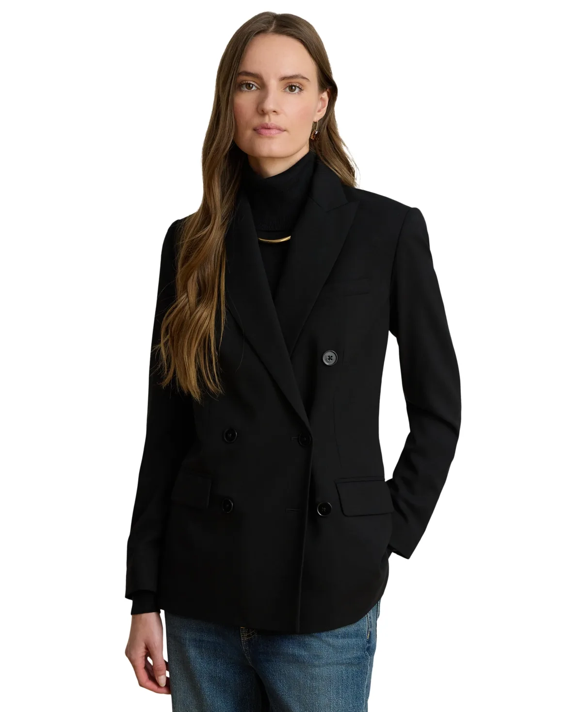 Double-Breasted Wool Crepe Blazer by Lauren Ralph Lauren