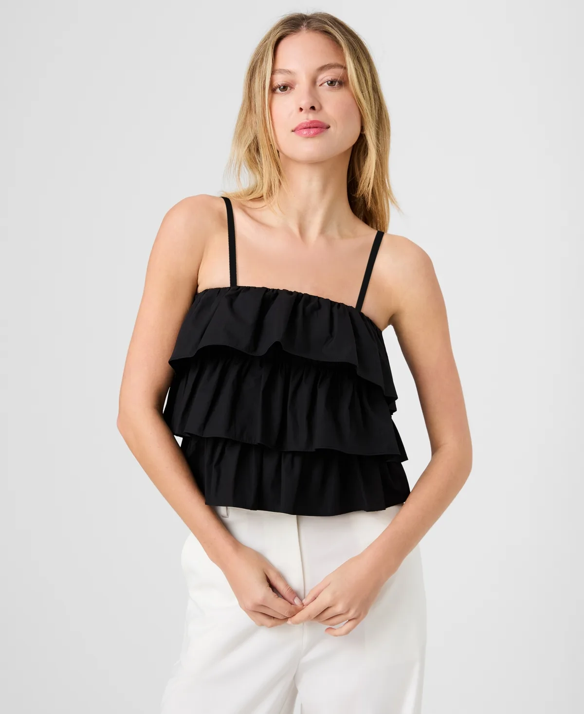 Aimee Ruffle Detail Cotton Top by French Connection