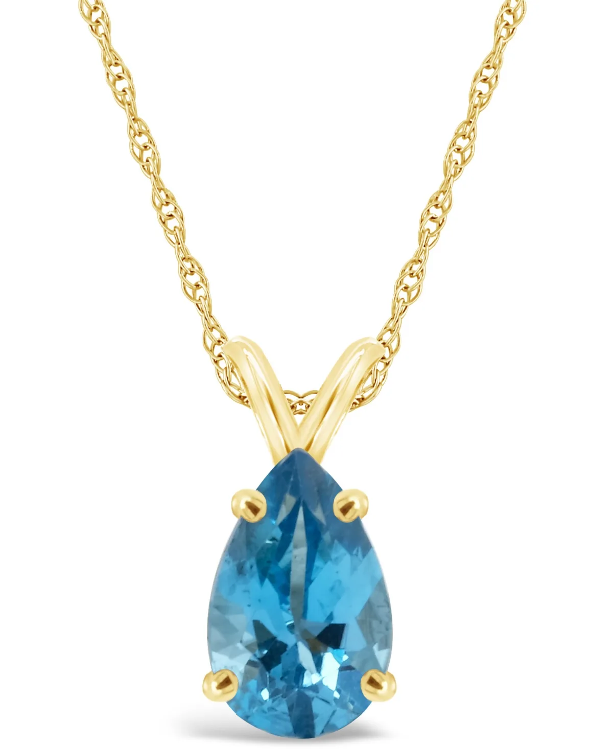 Swiss Blue Topaz (3-5/8 ct. t.w.) Pendant Necklace in 14K Yellow Gold by Macy's