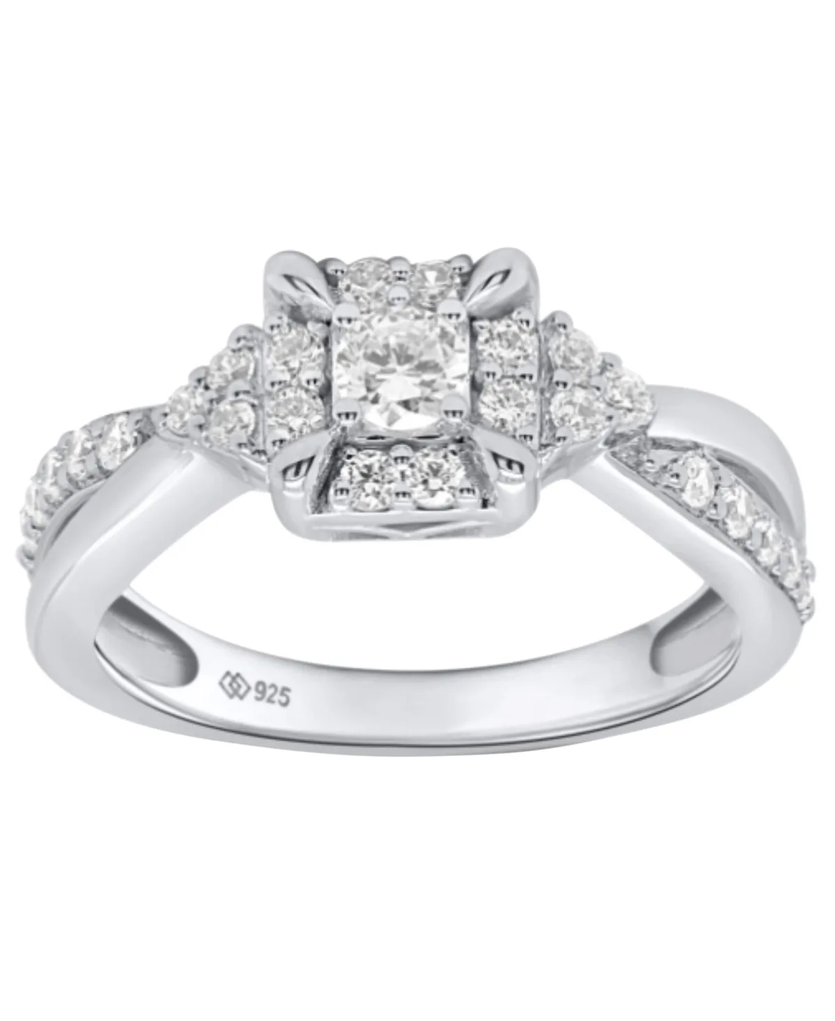 Diamond Ring (1/2 ct. t.w.) in Sterling Silver White Rhodium