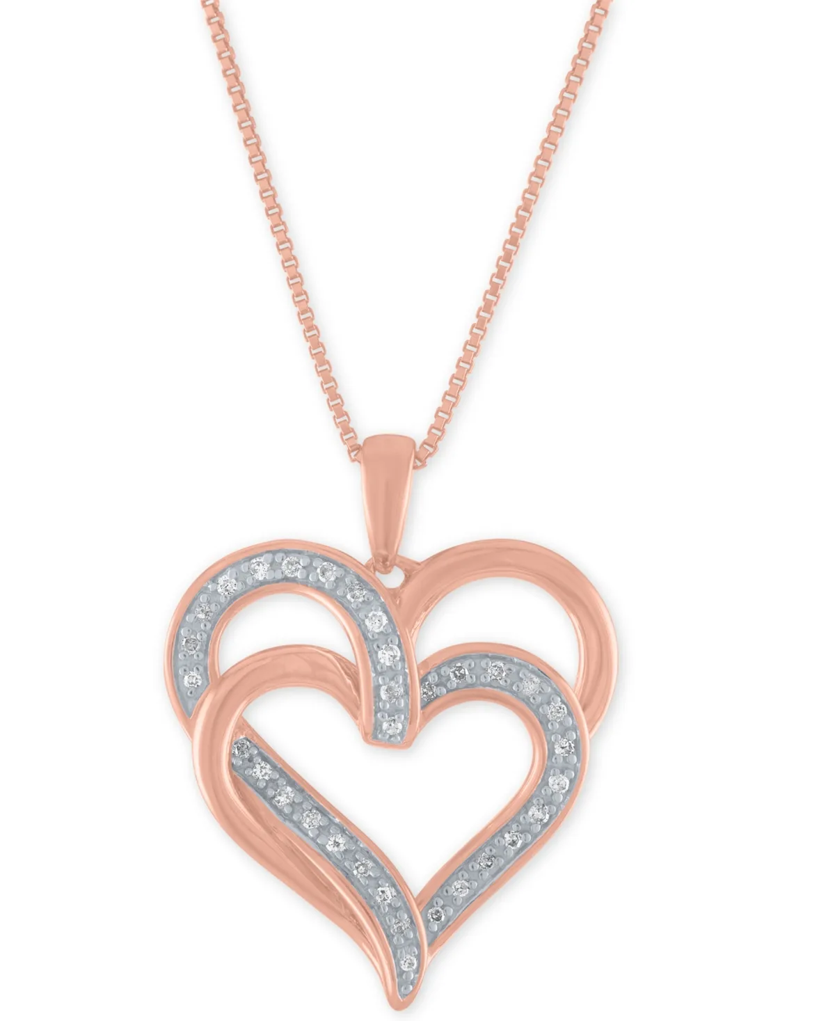 Diamond Overlap Heart 18" Pendant Necklace (1/10 ct. t.w.) in Sterling Silver, 14k Gold-Plated Sterling Silver or 14k by Macy's