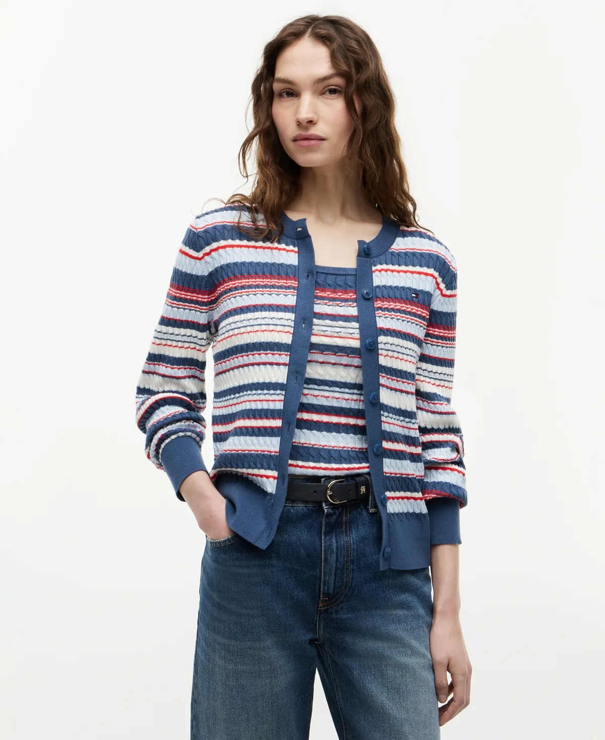 Crewneck Cable Knit Sweater by Tommy Hilfiger