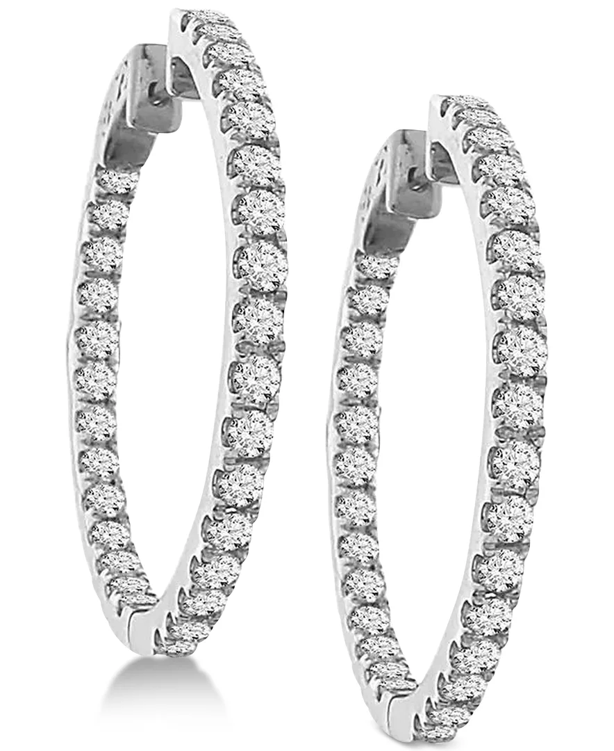 Diamond in and Out Hoop Earrings (3 ct. t.w.) in 14k White or Yellow Gold