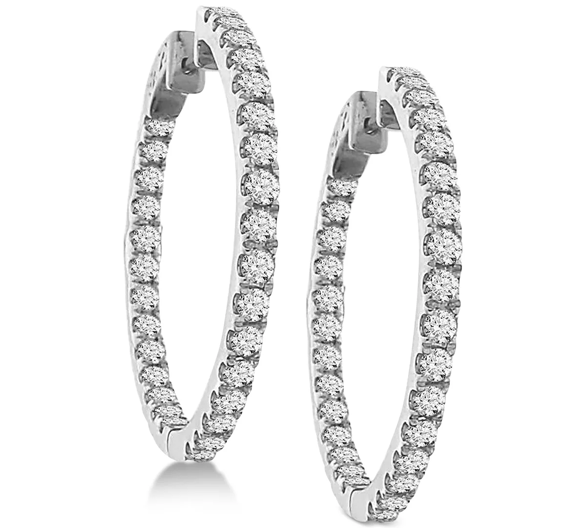 Diamond in and Out Hoop Earrings (3 ct. t.w.) in 14k White or Yellow Gold by Macy's