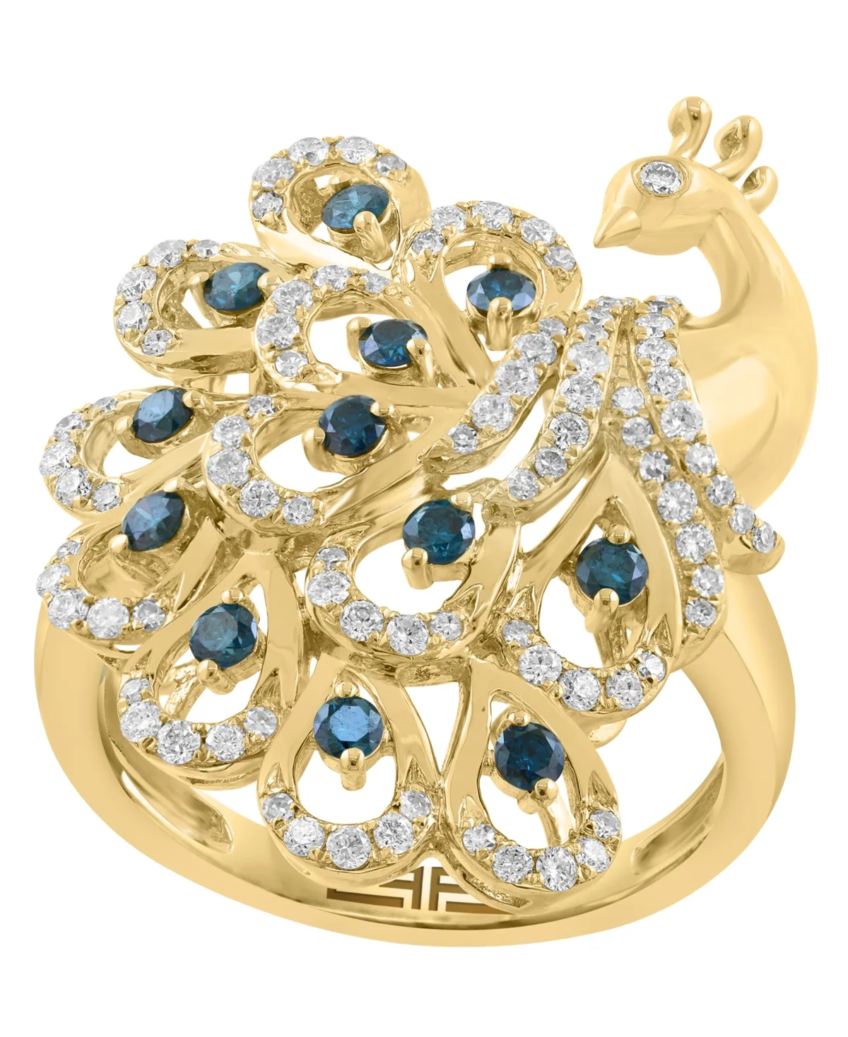 White Diamond (1/2 ct. t.w.) & Blue Diamond (1/3 ct. t.w.) Ring in 14k Yellow Gold by Effy Collection