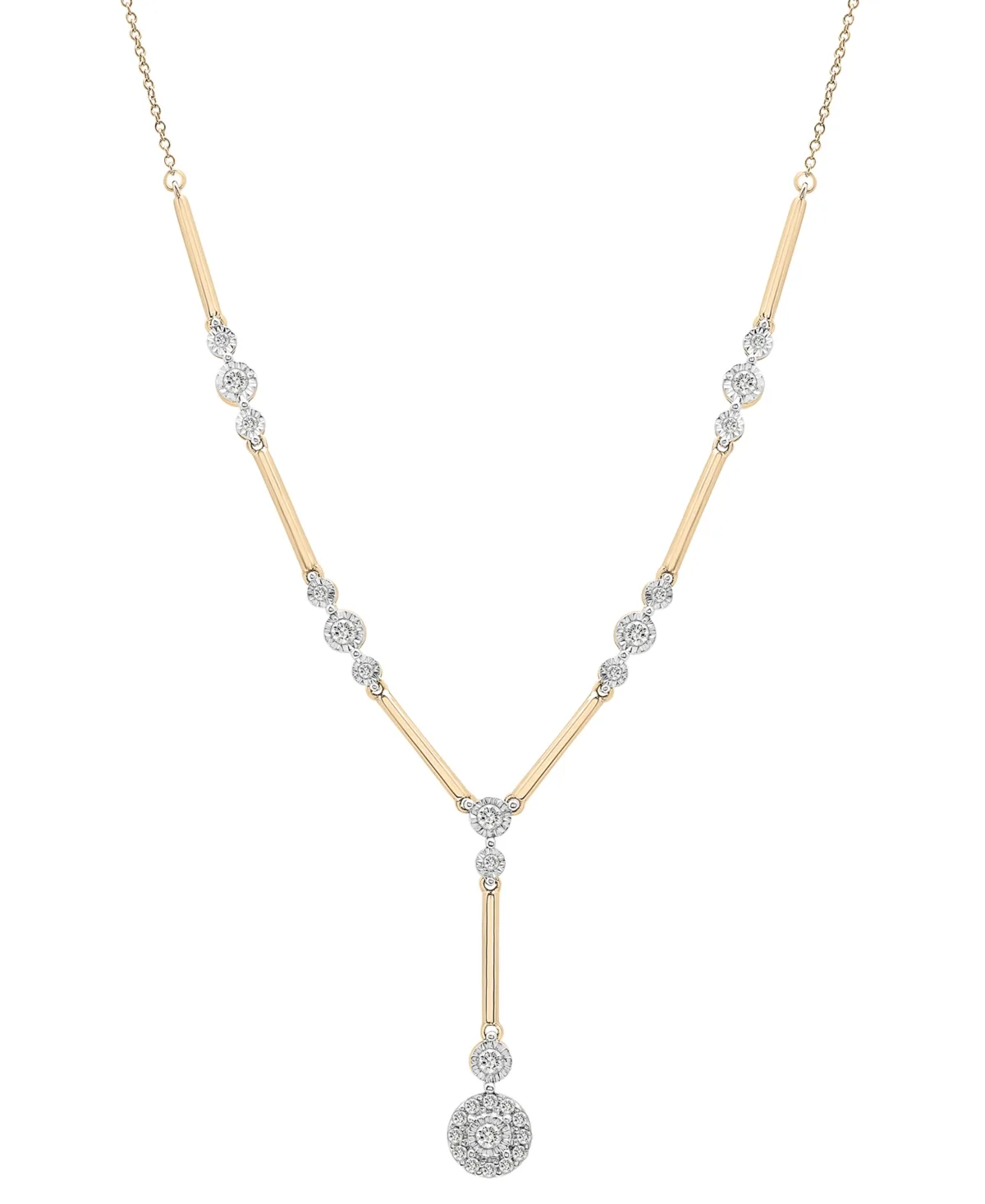 Diamond Station Lariat Necklace (1/2 ct. t.w.) in 14k Gold, 15" + 2" Extender