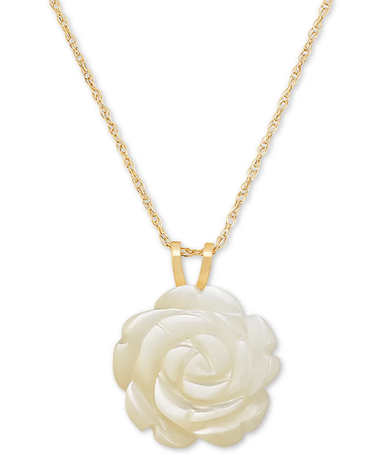 Mother-of-Pearl Rose 18" Pendant Necklace in 10k Gold by Macy's