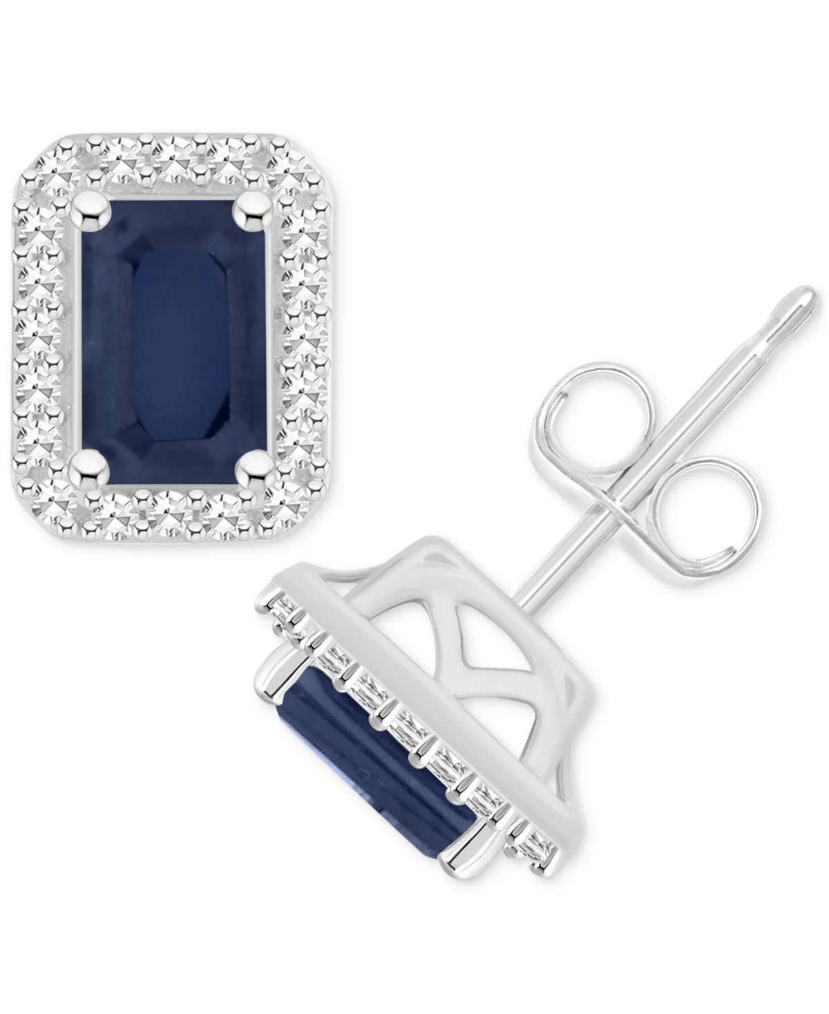 (1-2/5 ct. t.w) & Diamond (1/5 ct. t.w.) Stud Earrings in Sterling Silver by Macy's
