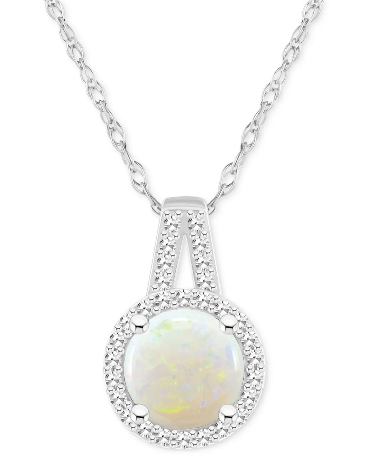(3/4 ct. t.w.) & Diamond (1/6 ct. t.w.) Halo 18" Pendant Necklace in Sterling Silver by Macy's