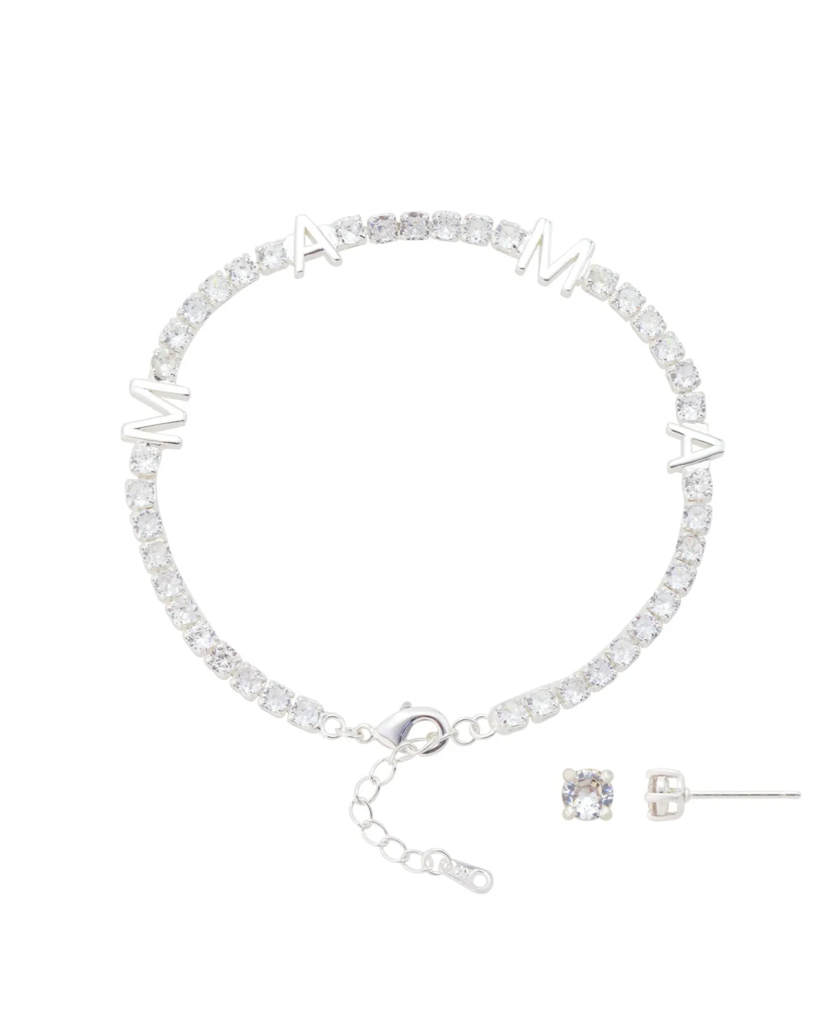 Cubic Zirconia Mama Tennis Bracelet with Earring Set by Unwritten