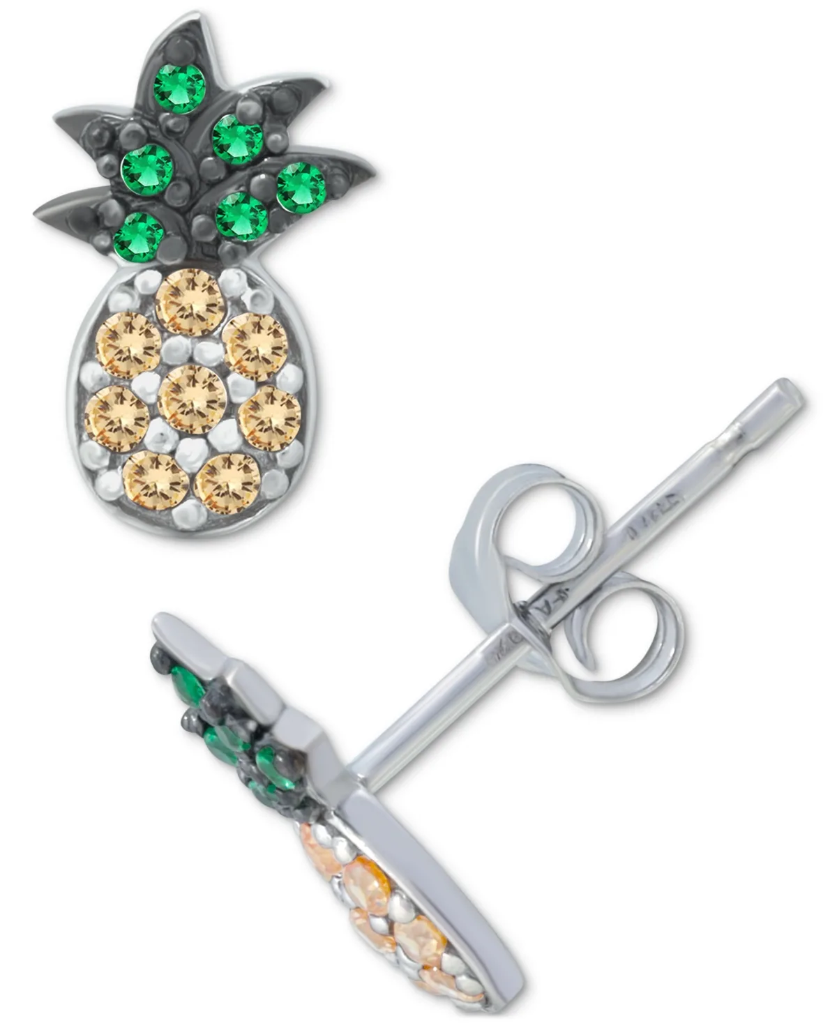 Cubic Zirconia Pineapple Stud Earrings in Sterling Silver