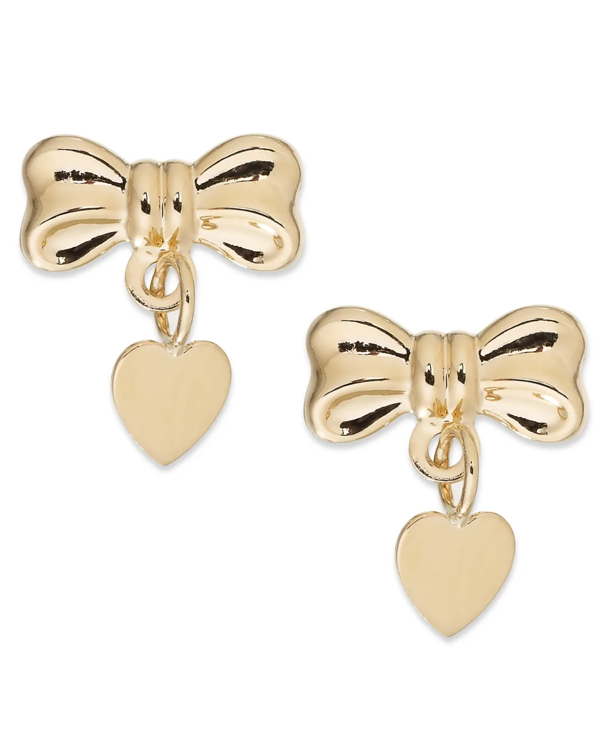 Bow and Heart Drop Earrings in 14k Gold by Macy's