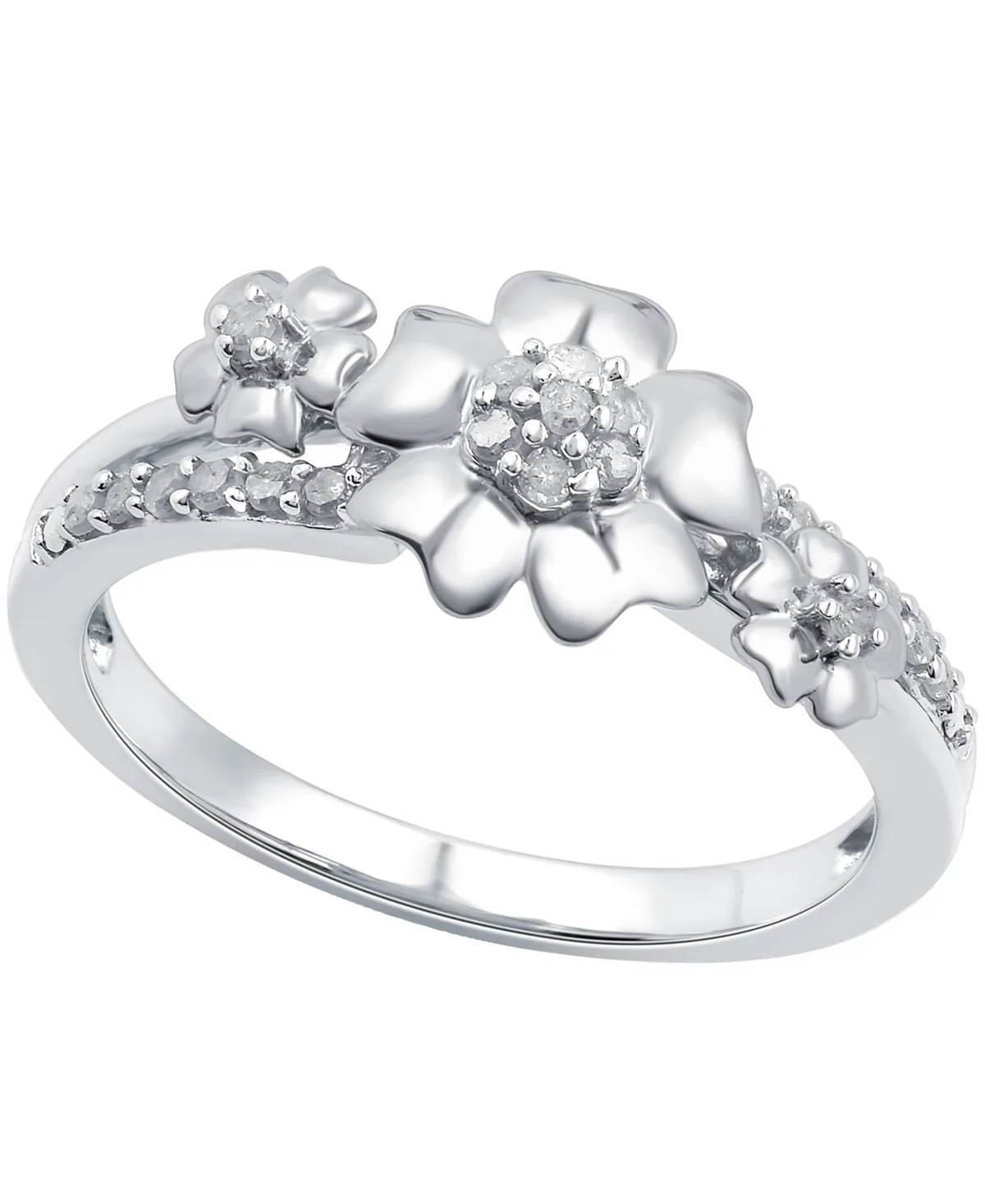 Diamond Flower Ring (1/6 ct. t.w.) in Sterling Silver by Macy's
