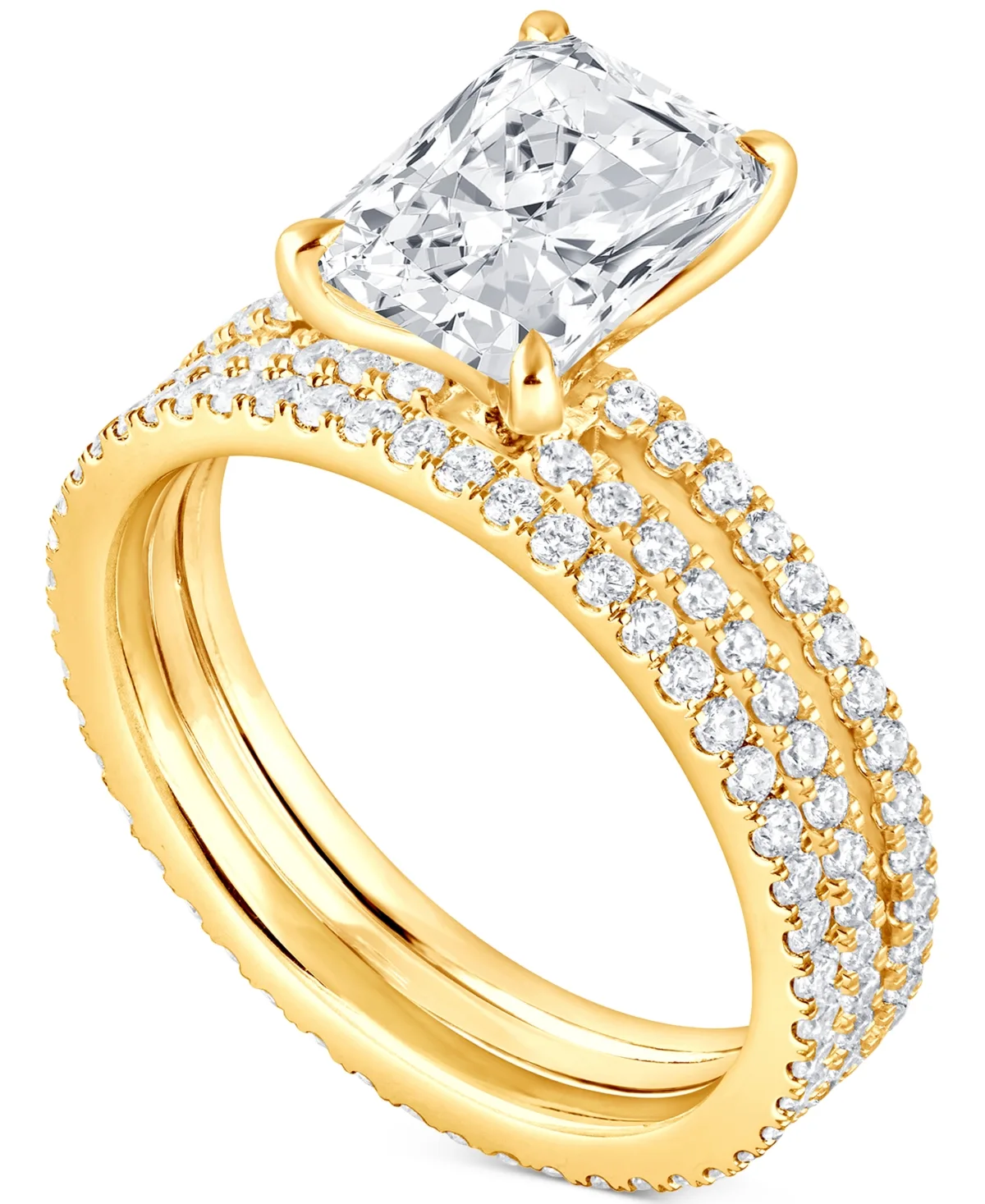 Badgley Mischka Certified Lab Grown Diamond Radiant Bridal Set (3 ct. t.w.) in 14k Gold by Macy's
