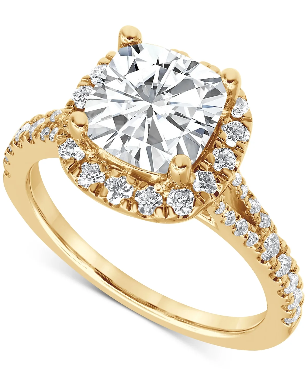 Badgley Mischka Certified Lab Grown Diamond Cushion Halo Engagement Ring (3 ct. t.w.) in 14k Gold by Macy's