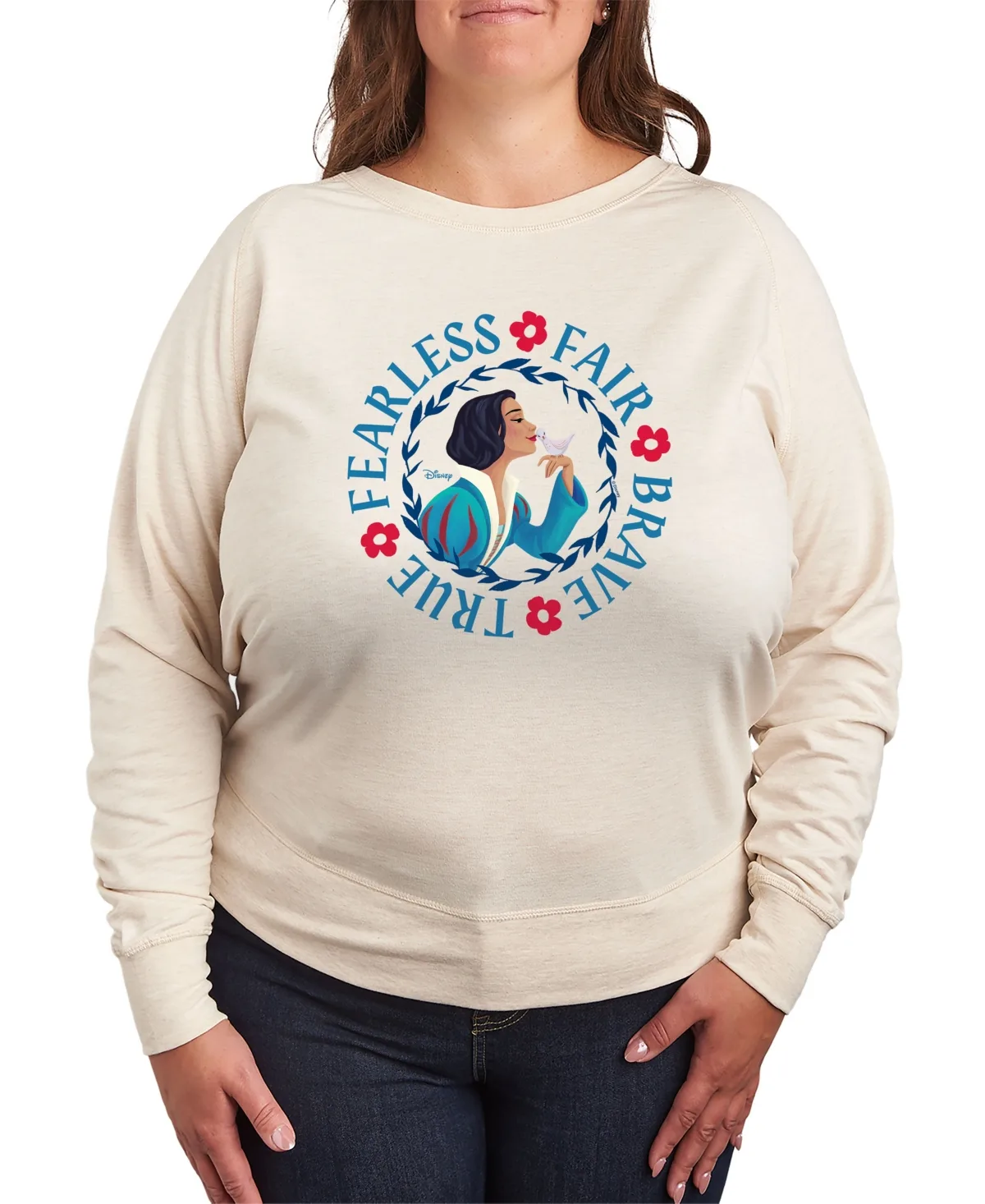 Disney Snow White Fearless Fair Brave True Graphic Crew Neck Top by Hybrid Apparel