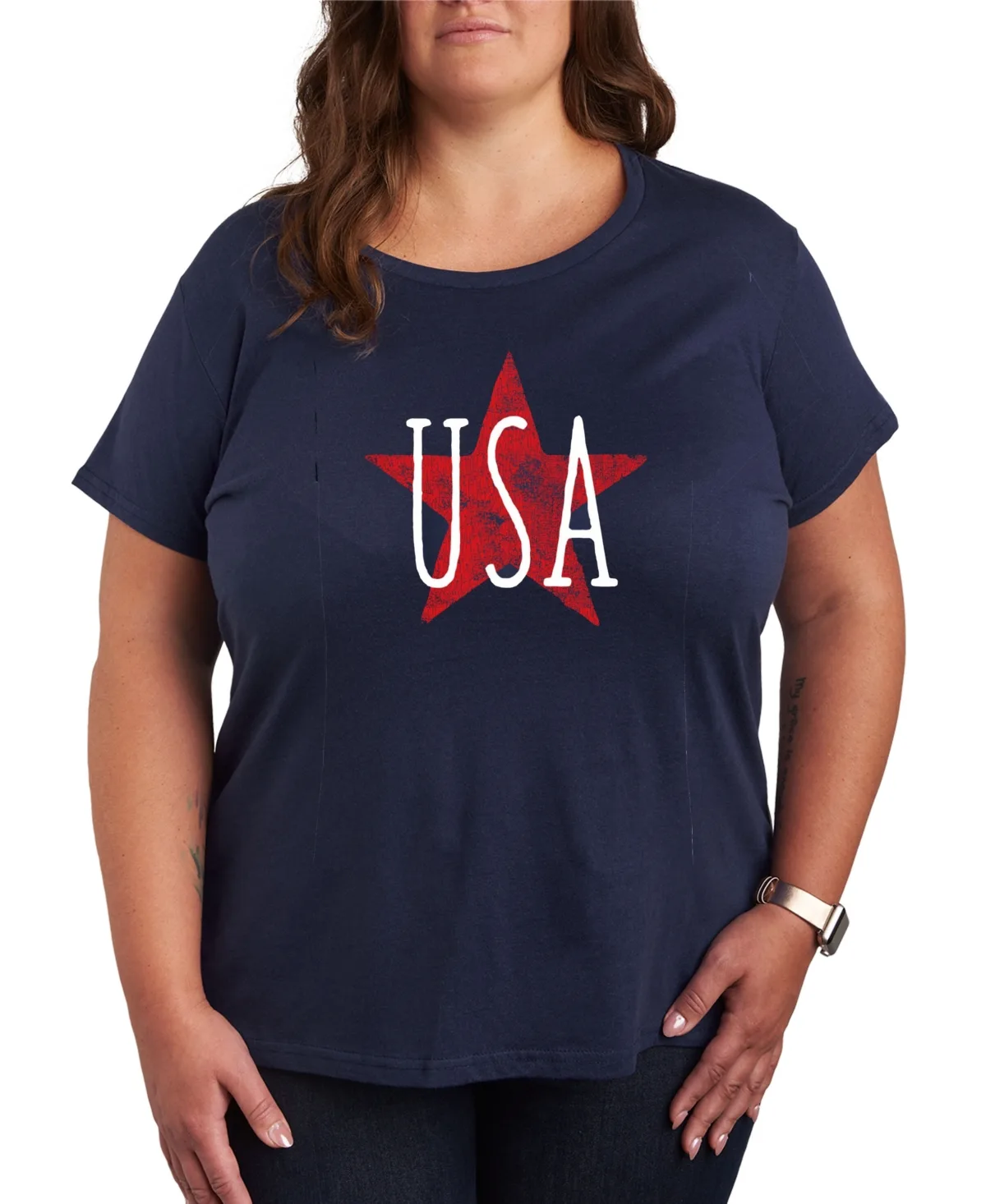 Americana Usa Star Graphic Crew Neck T-Shirt by Hybrid Apparel